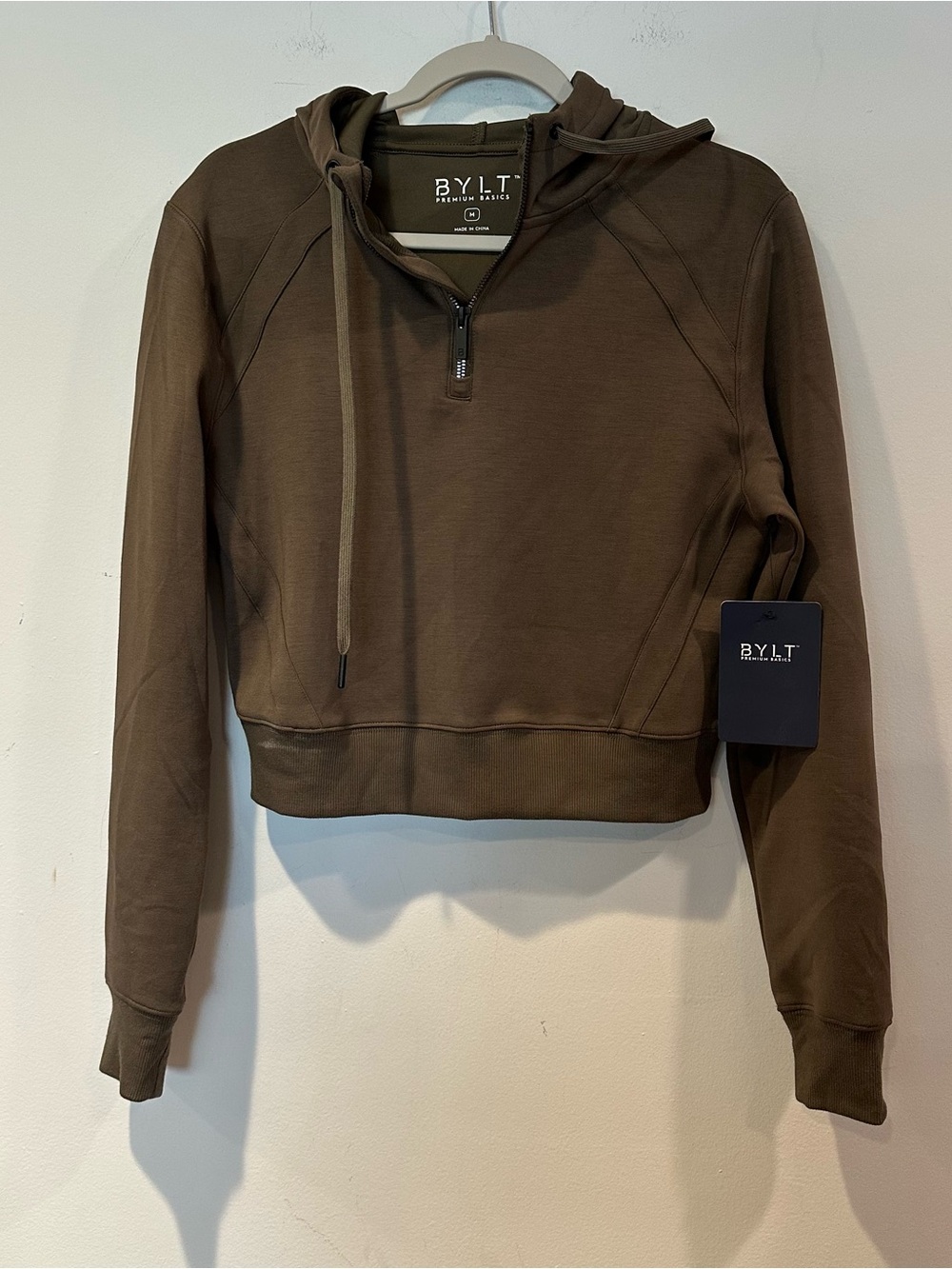 BYLT Women’s Opal Fleece Quater Zip Hoodie in Dark Taupe - Picture 2 of 7